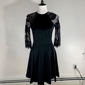 Black Lace A-Line Skater Mini Dress
